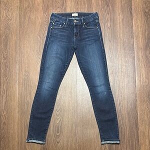 Mother Dark Wash Skinny Jeans Raw Hem Women’s Size 25